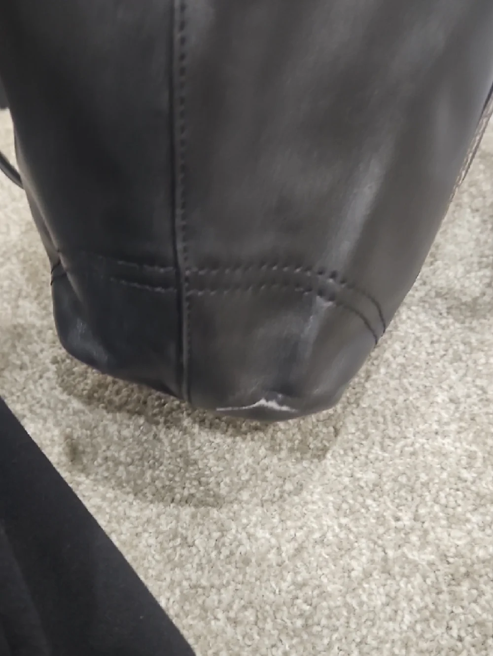 Coach Hampton Black Leather Tote with Contrast Stitching and Buckle Straps - Picture 12 of 13
